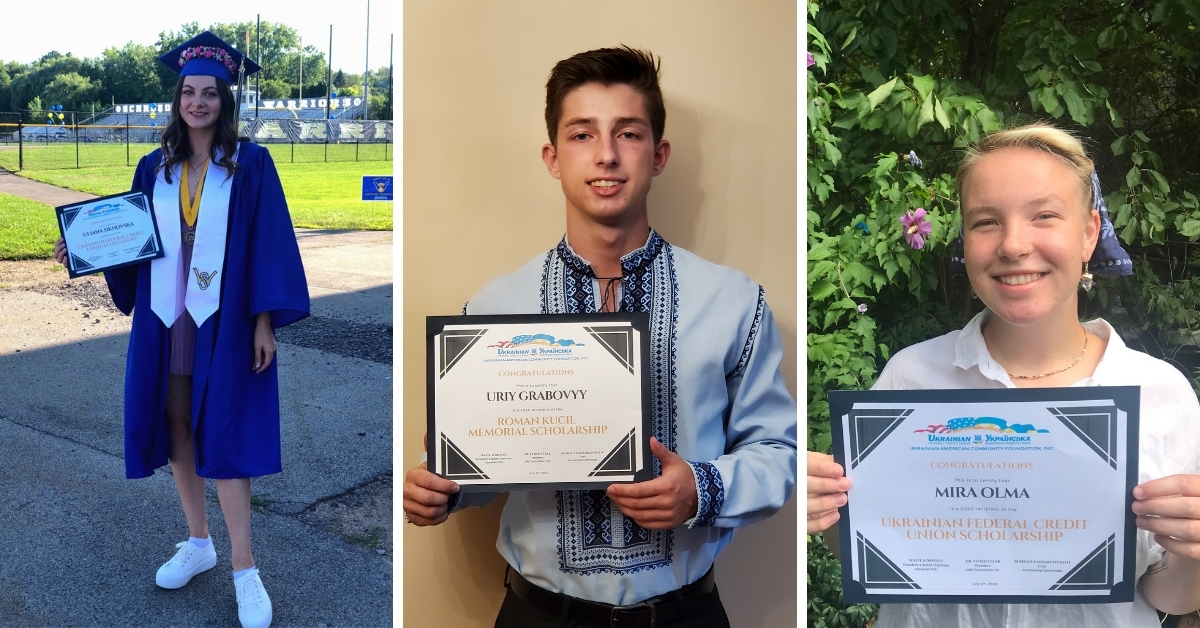 Scholarship winners holding certificates
