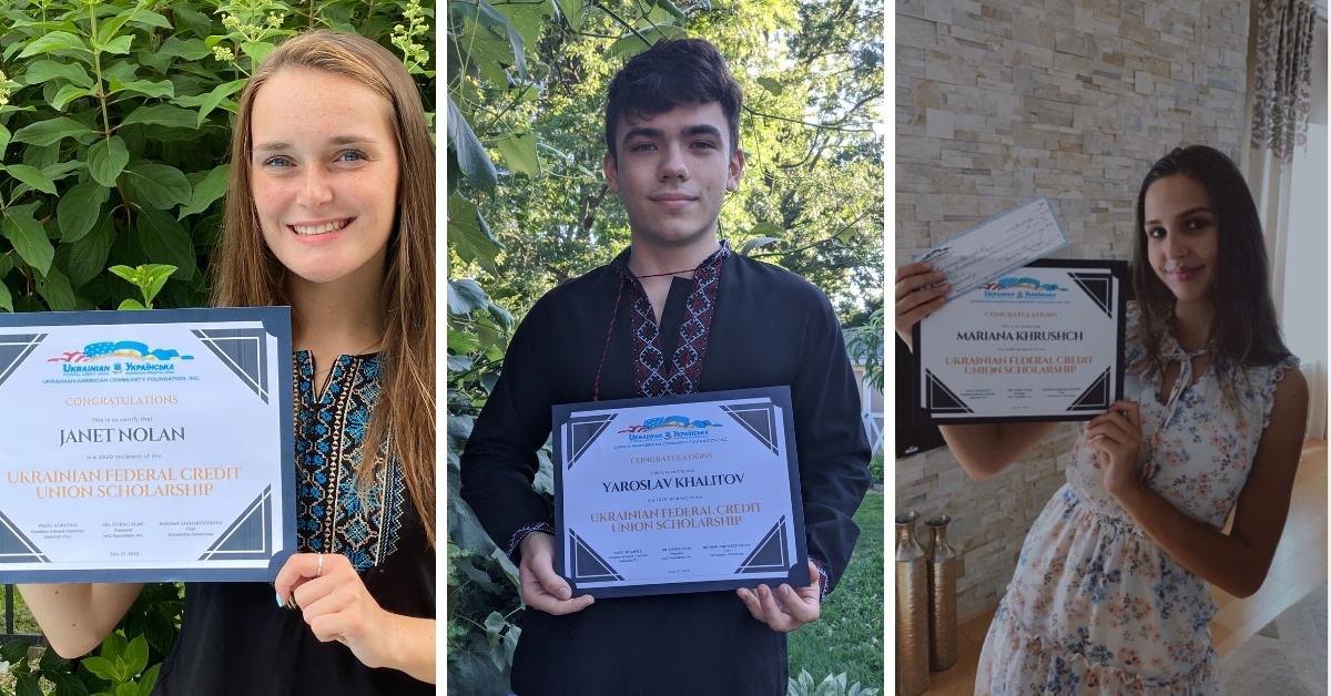 Scholarship winners holding certificates
