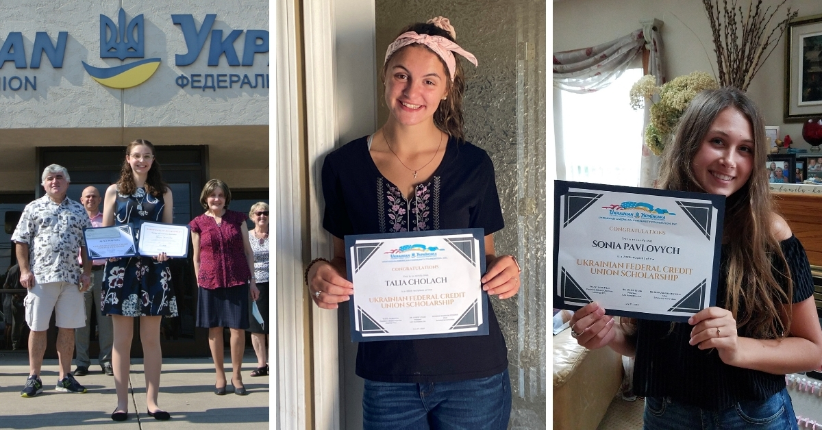 Scholarship winners holding certificates