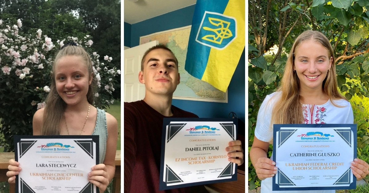 Scholarship winners holding certificates