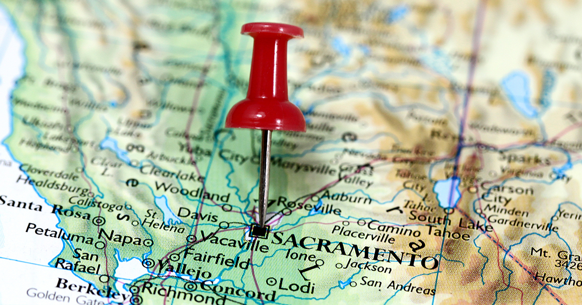 Sacramento on a map