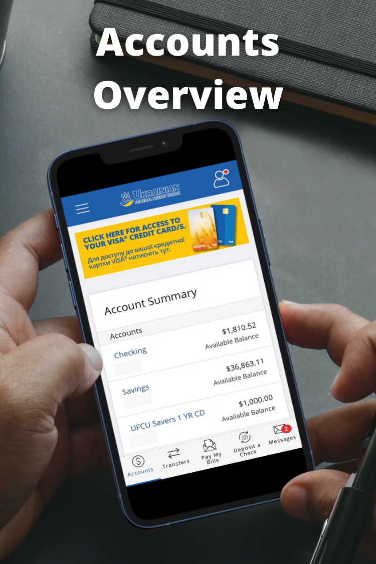 Mock up of mobile banking screen
